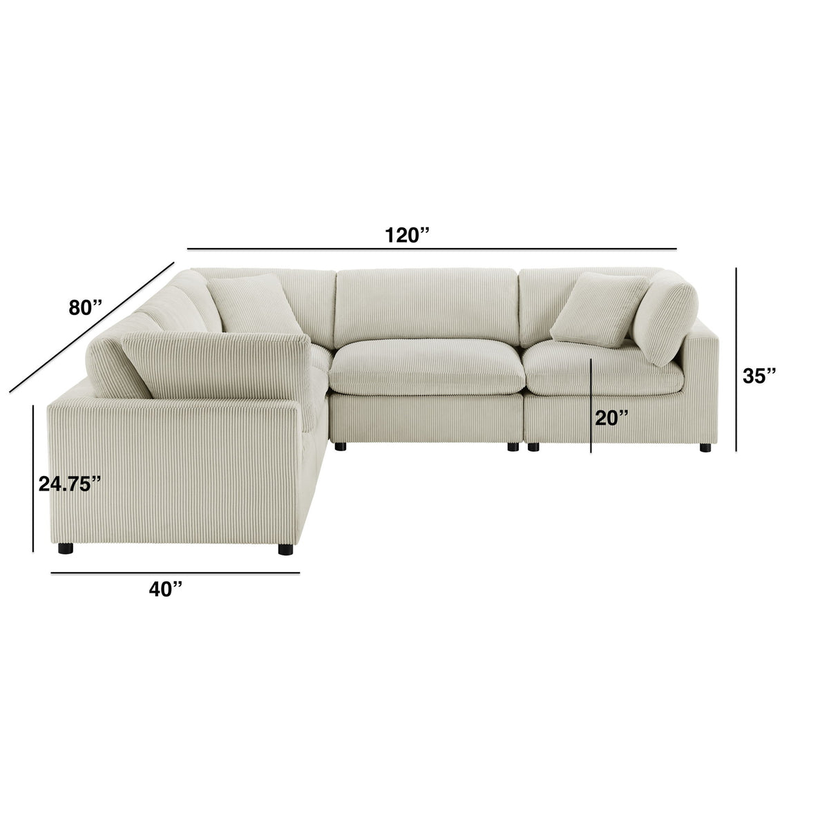 Chelsea - Modular 5 Piece Sectional