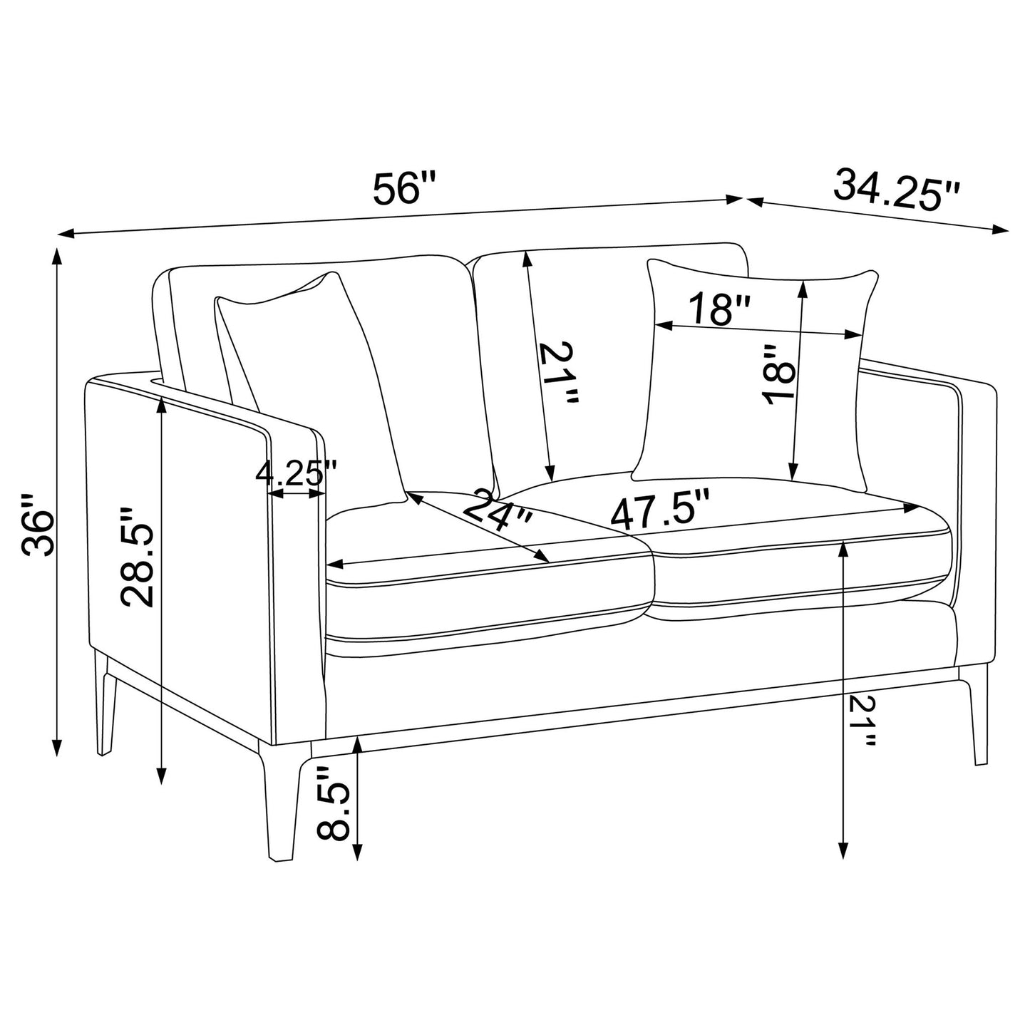 Saba - Cushion Back Loveseat With Pillow Top Arms - Light Gray