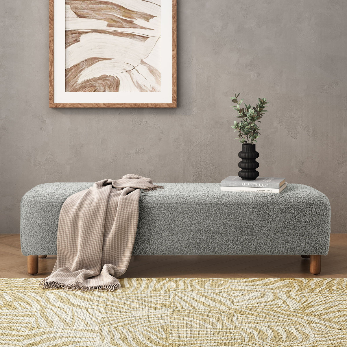 Contemporary Ottoman With Foam Cushion And Durable Upholstery