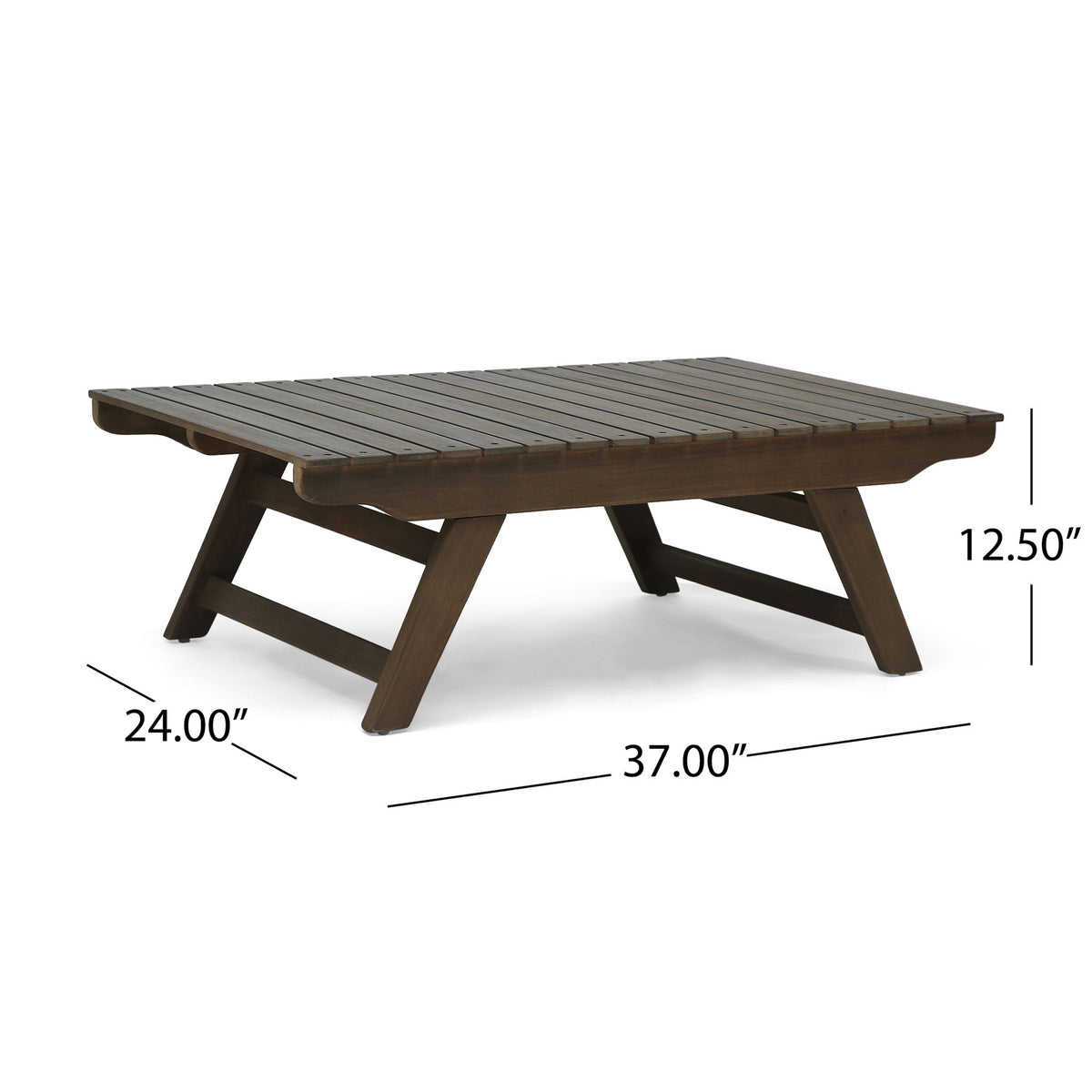 Outdoor Acacia Wood Coffee Table With Open Slat Design - Gray