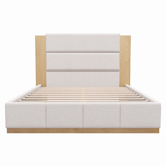 Modern Upholstered Platform Bed With Extended Headboard