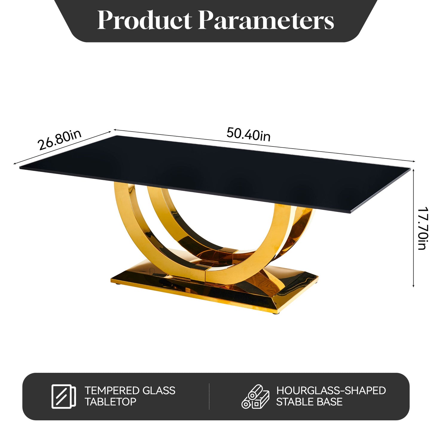 Rectangular Coffee Table - Gold / Black