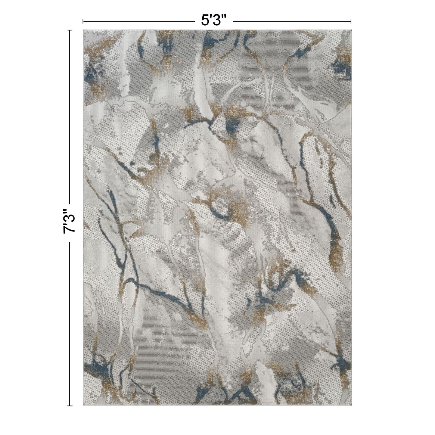 Geometrix - 5'3" X 7'3" Area Rug & Geometric 3D Effect - Ivory / Gray