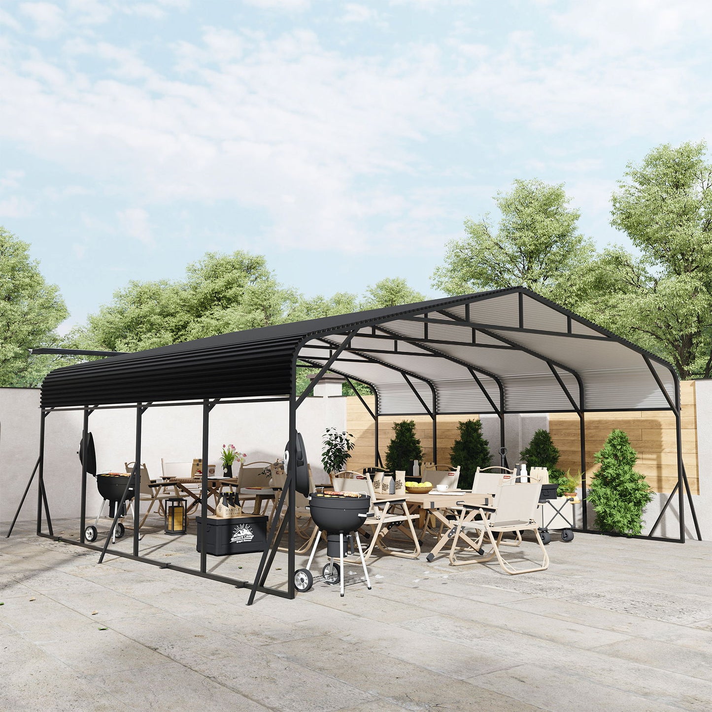 Heavy Duty Carport, All Weather Shelter - Black