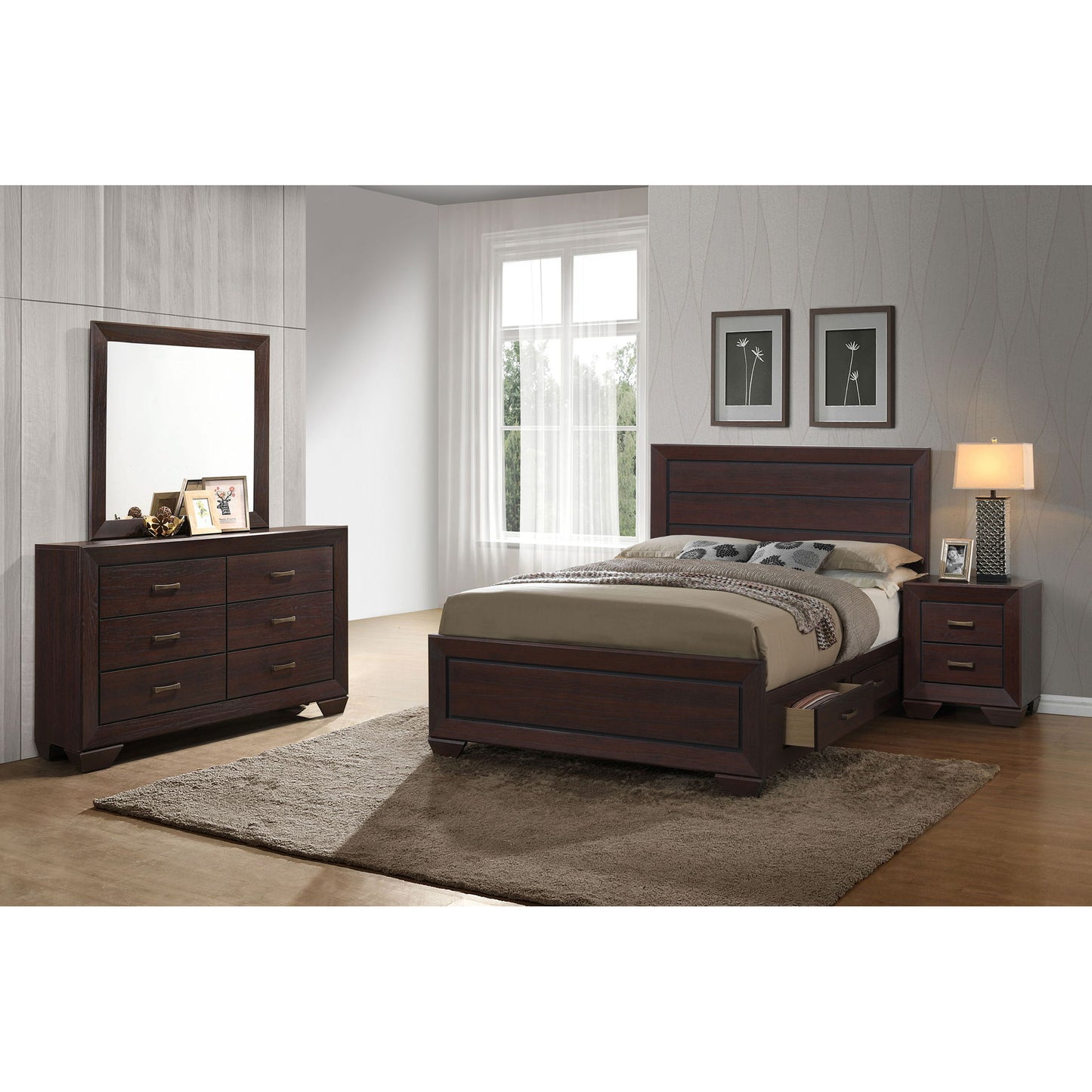Copper - 4 Piece Eastern King Bedroom Set - Brown
