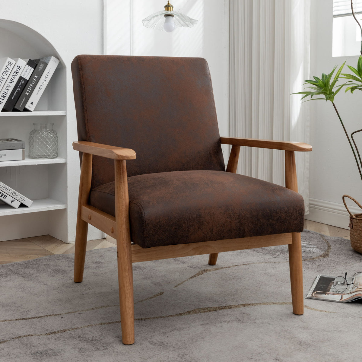 Wide Arm Chair - Brown