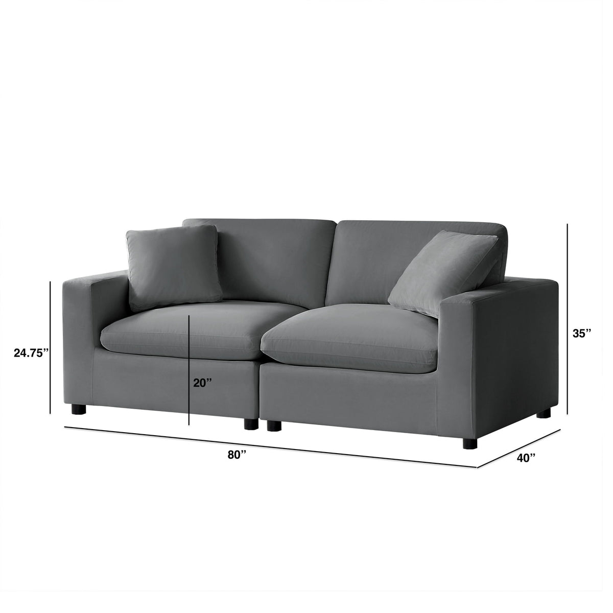Caylie - Modular 2 Piece Sofa - Charcoal