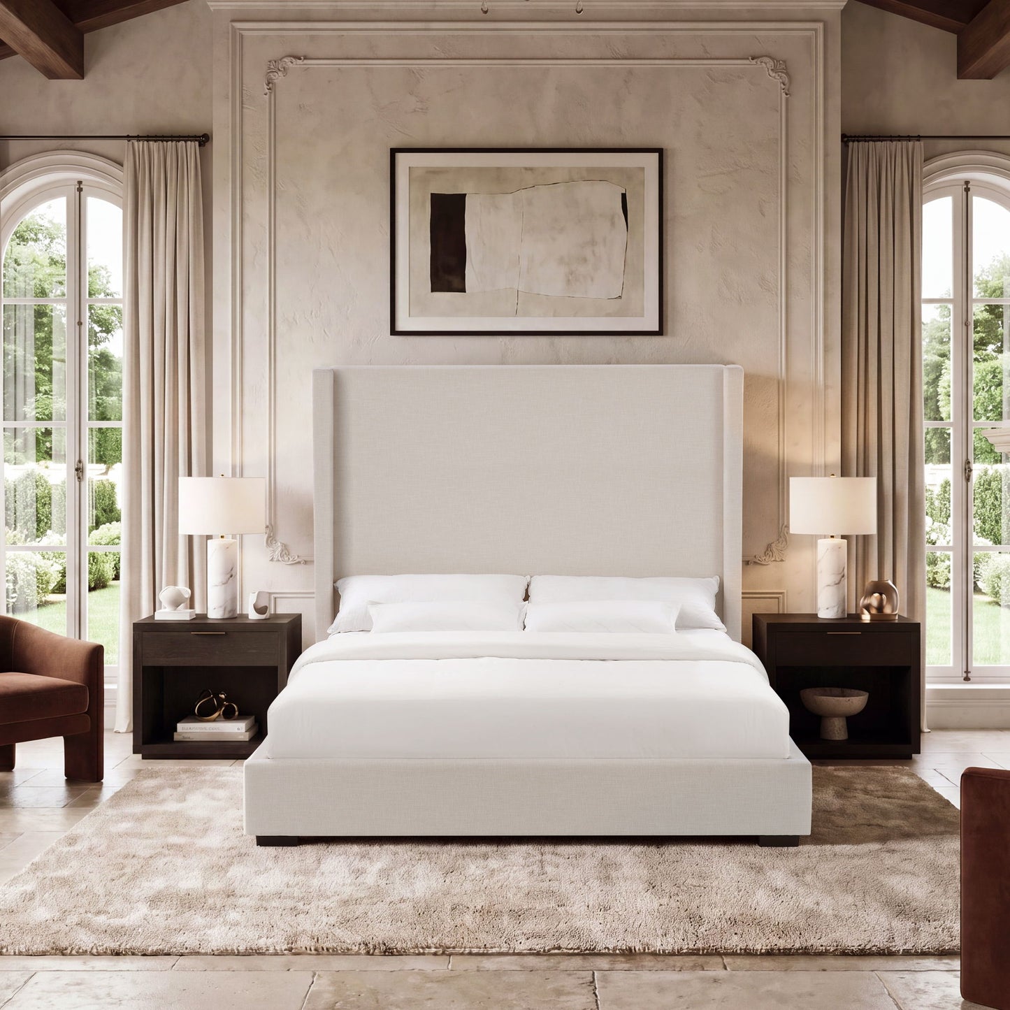 Hampton - Upholstered Platform Bed With Tall Headboard