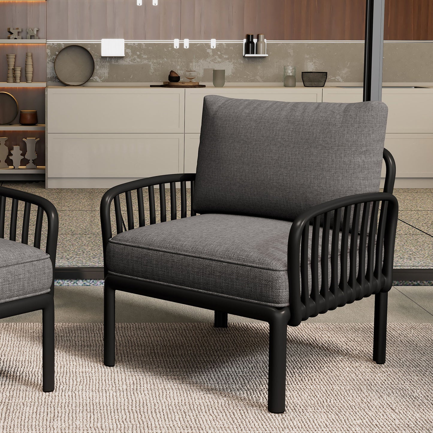 Outdoor Patio Club Chair, Waterproof Thick Cushion Deep Seating