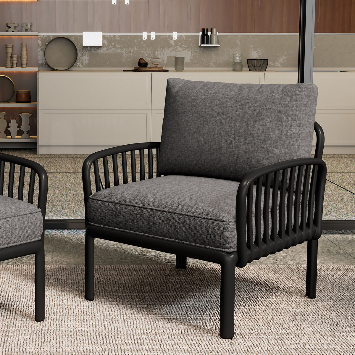Outdoor Patio Club Chair, Waterproof Thick Cushion Deep Seating