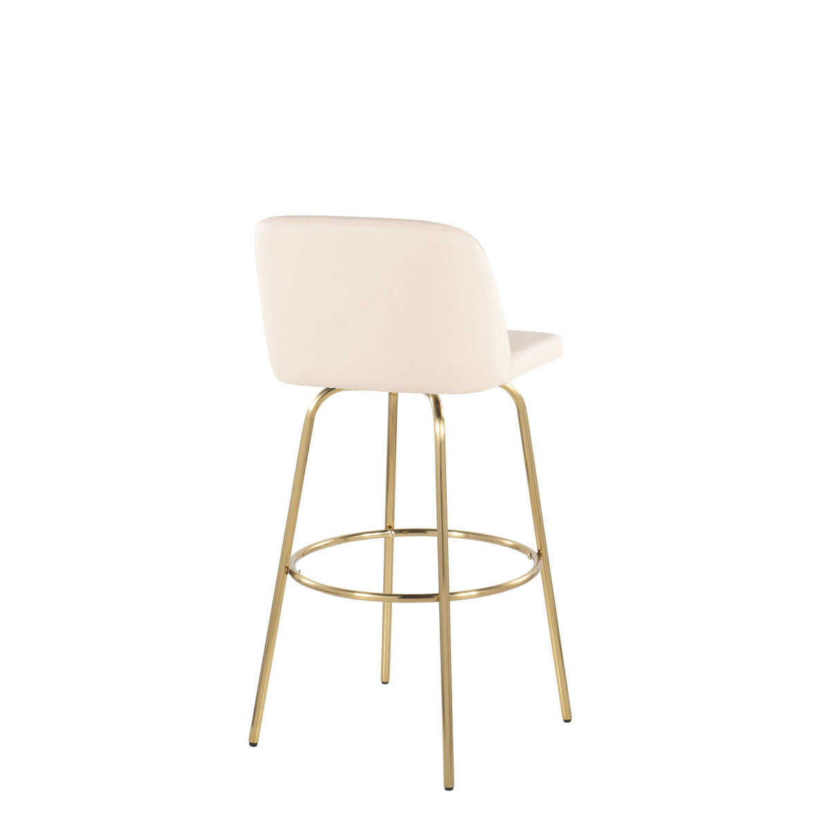 Toriano - Contemporary Fixed Height Barstool With Swivel With Round Footrest (Set of 2) - Cream / Gold
