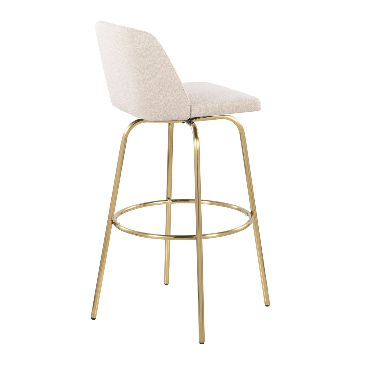 Toriano - Contemporary Fixed Height Barstool With Swivel & Round Footrest (Set of 2) - Cream / Gold