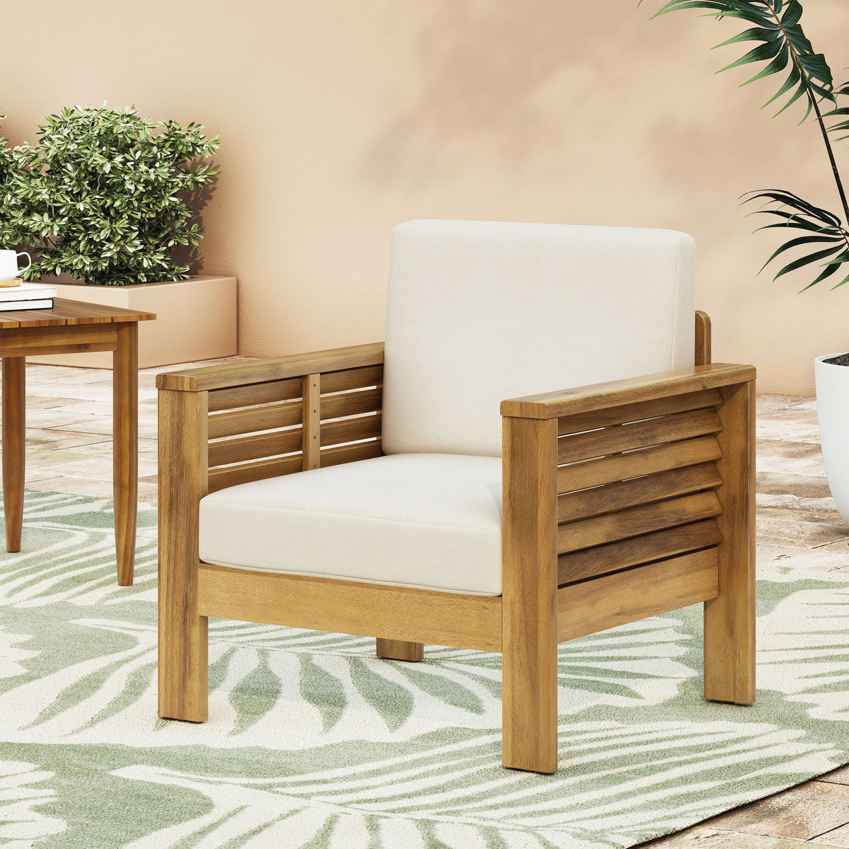 Slat Design Club Chairs With Cushions
