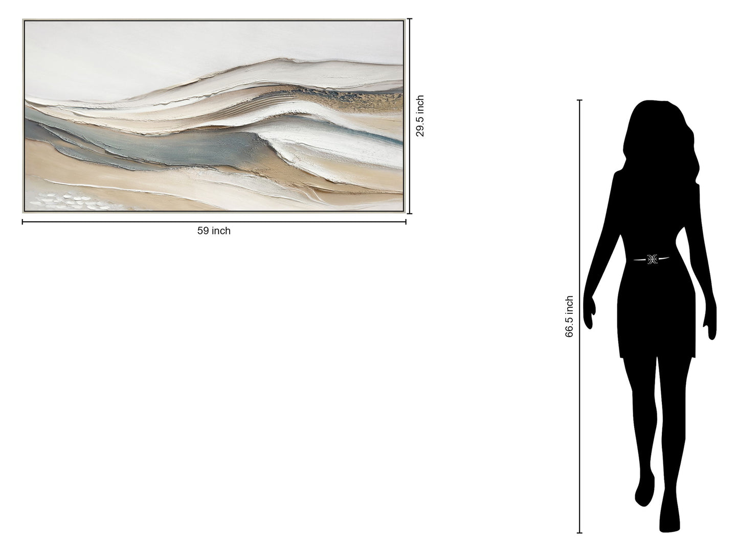 "Calming Flow" Hand-Embellished Canvas In Frame - Earth Tones / Blues / Beige