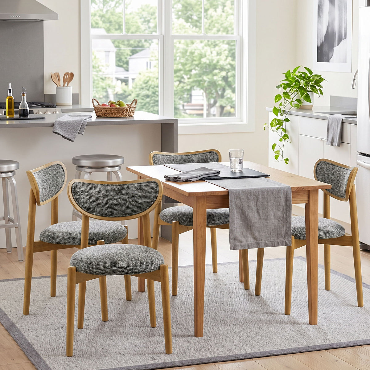Upholstered Dining Chairs With Dual Post Back Support For Dining Room (Set of 2)