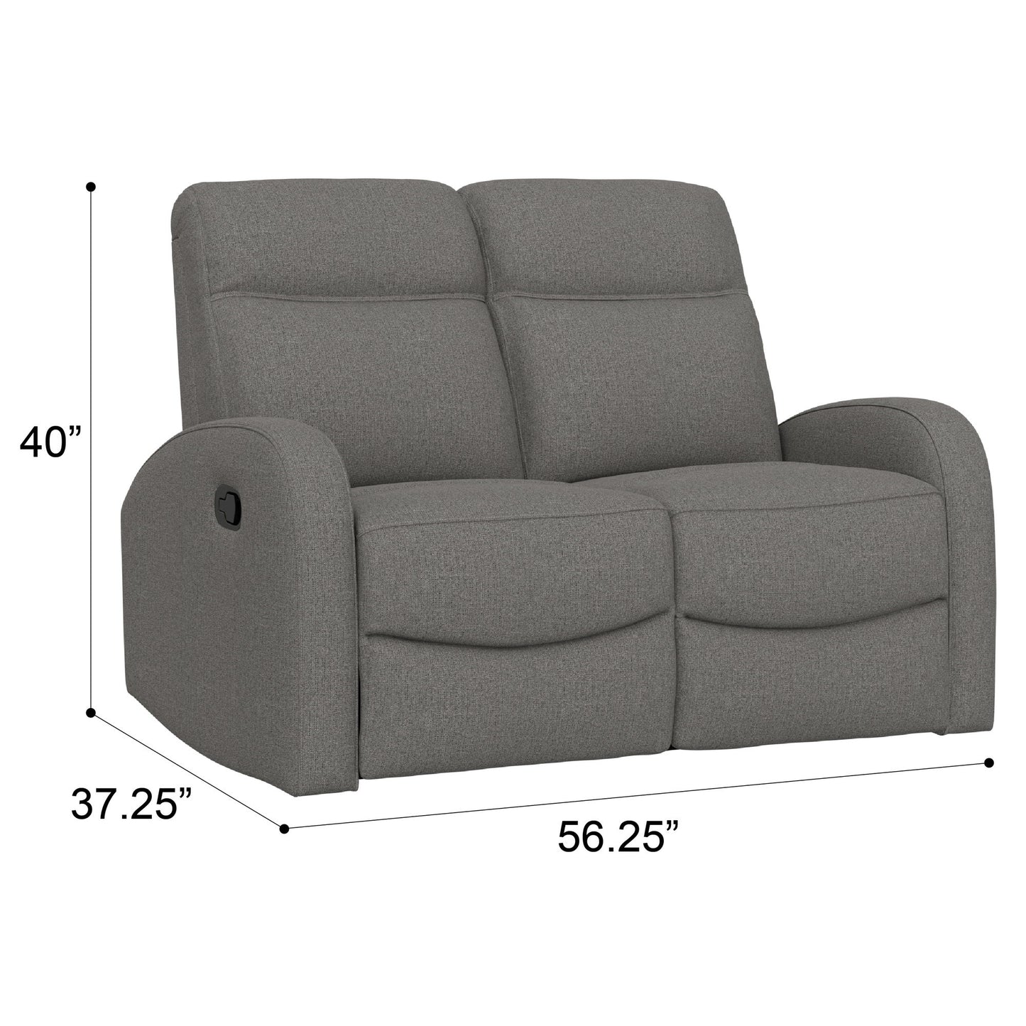 Manual Reclining Loveseat With Dual Seating Support For Living Room