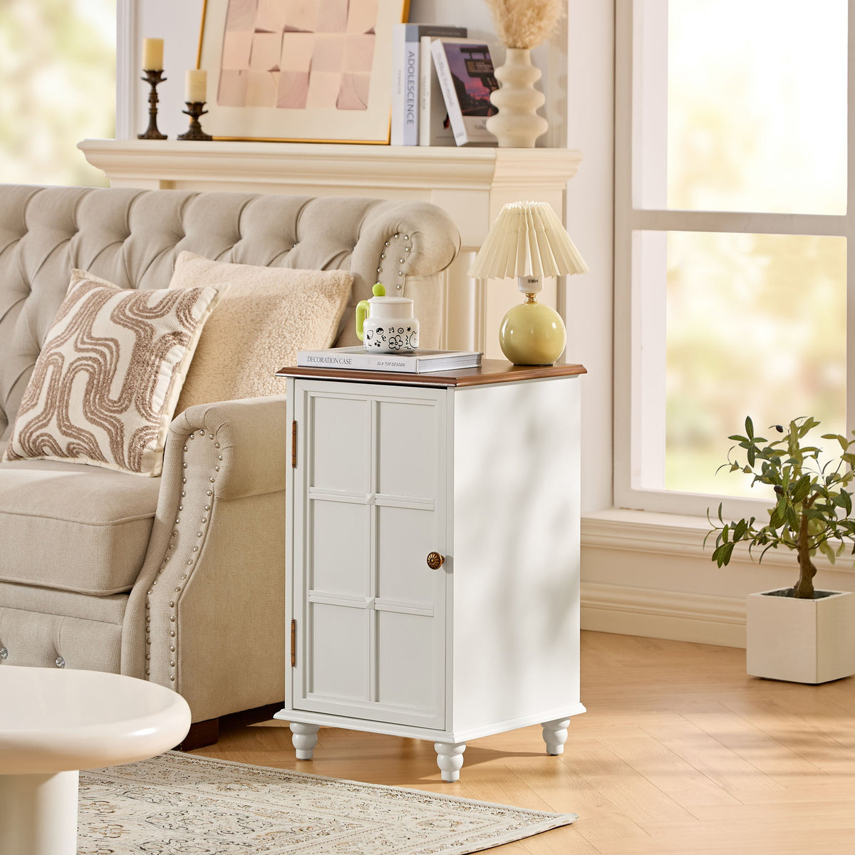 Floor Cabinet With Adjustable Shelf, Storage For Entryway