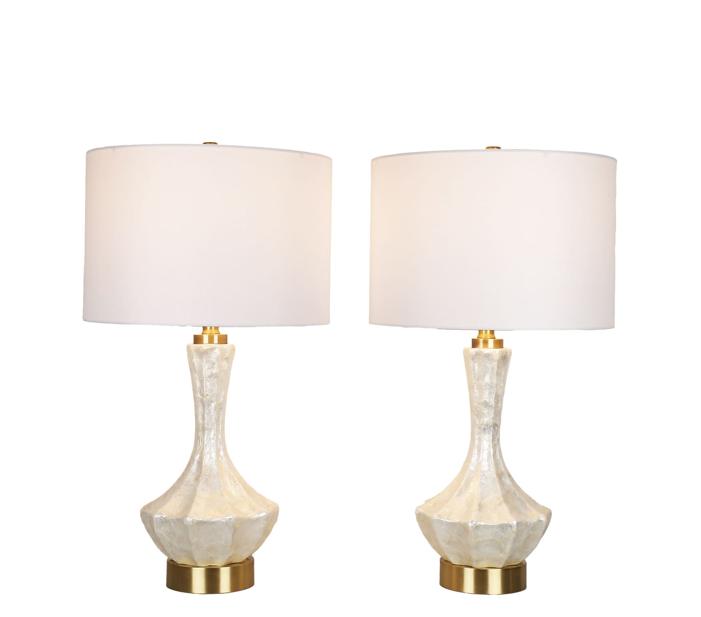 Crystal Shell Capiz Shell & Metal Table Lamp (Set of 2) - White Shell / Soft Gold