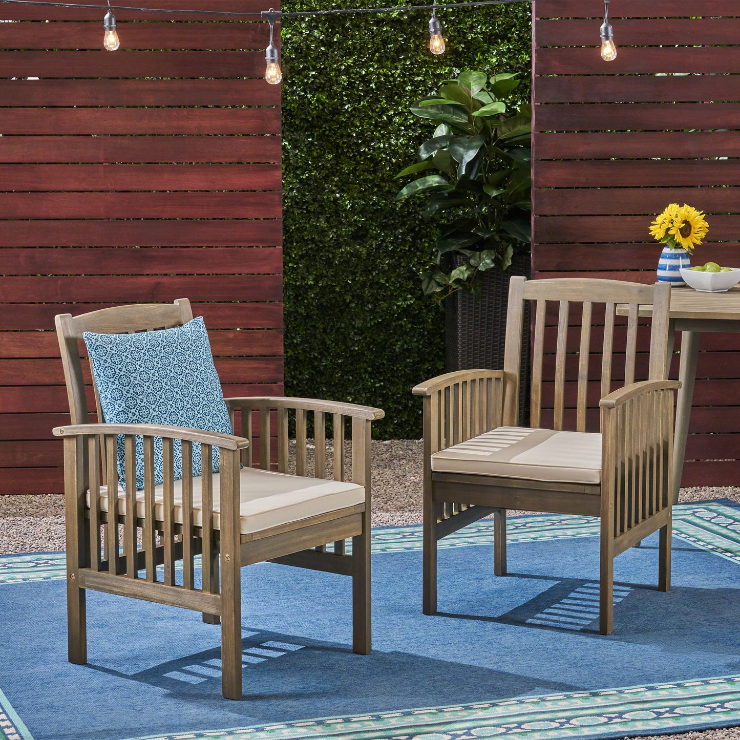 Casa - Acacia Dining Chair Set With Cushions,