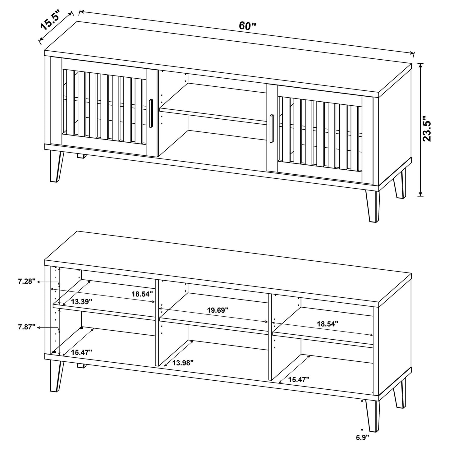 Jenine - 2 Door 60" TV Stand - Brown
