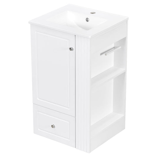 Modern Freestanding Bathroom Vanity With Sink, Soft-Close Drawer, Towel Bar