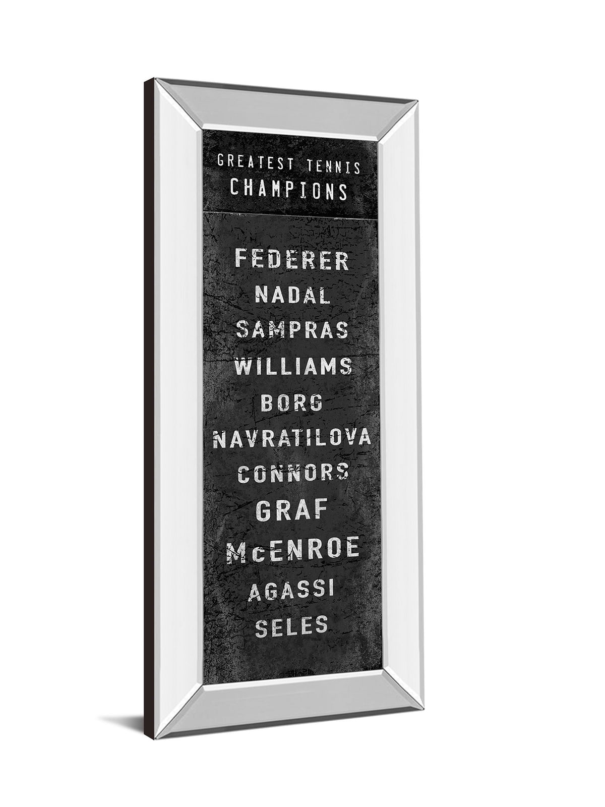 The Greatest Tennis Champions By The Vintage Collection - Mirror Framed Print Wall Art - Black