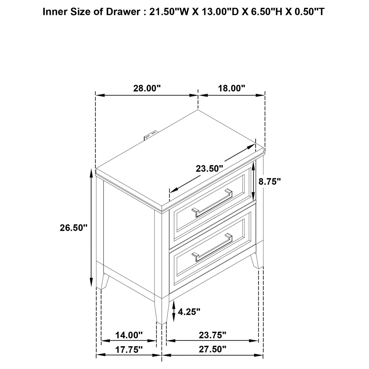 Avril - 2 Drawer Nightstand - White