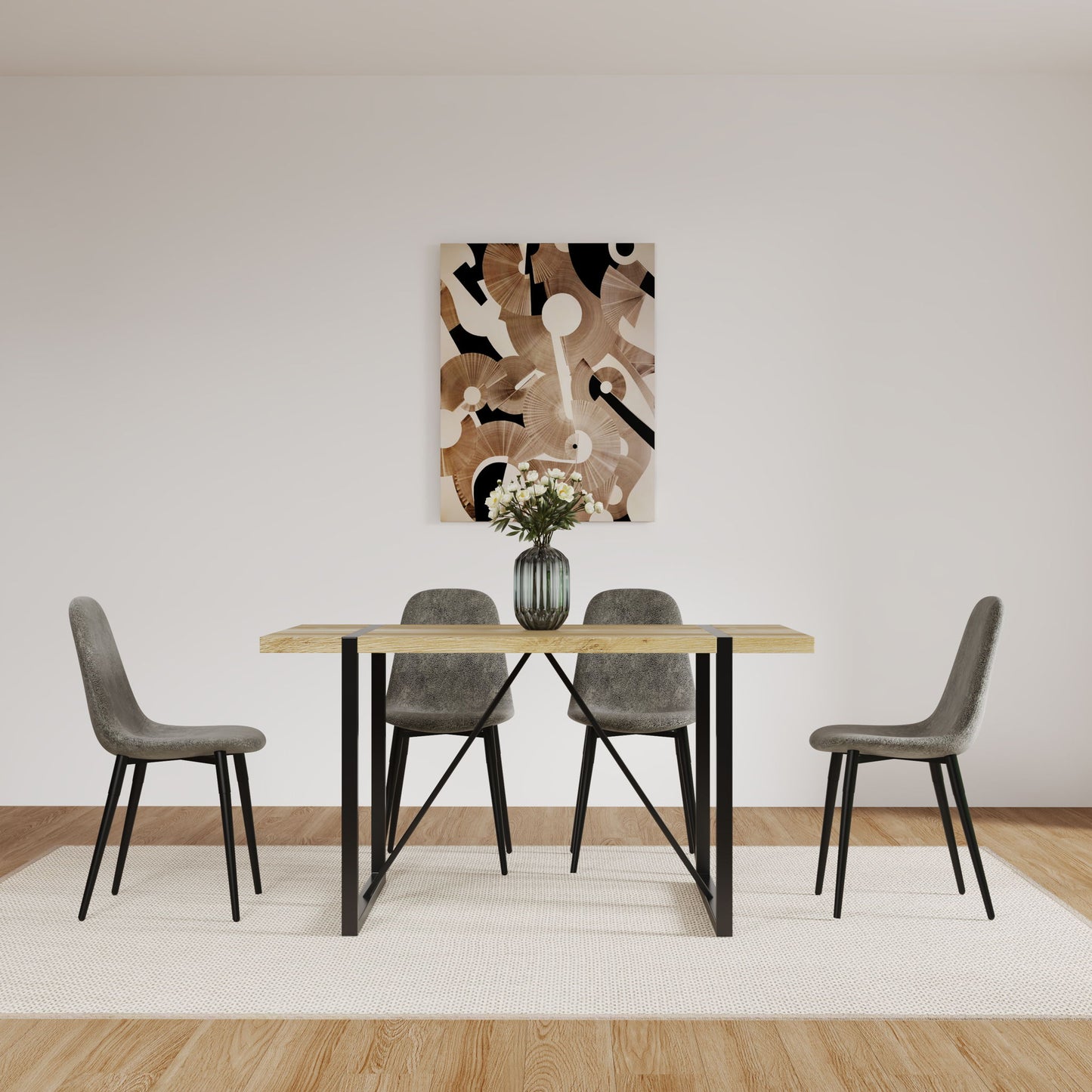 Modern Accent Dining Chairs Upholstered Seat, Metal Legs (Set of 4)