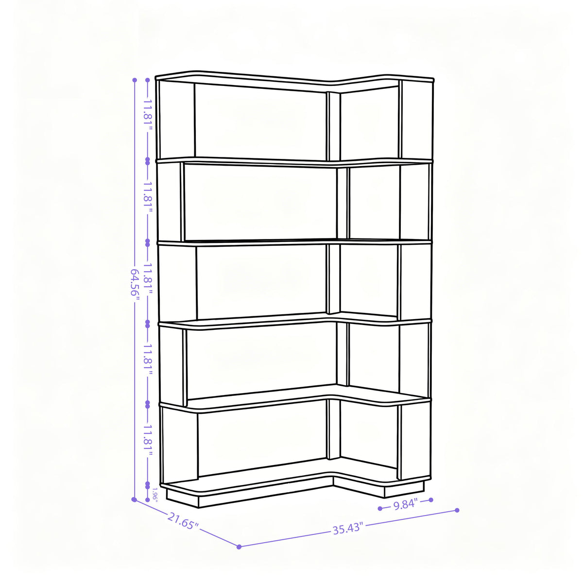 L-Shaped Design Corner Bookshelf