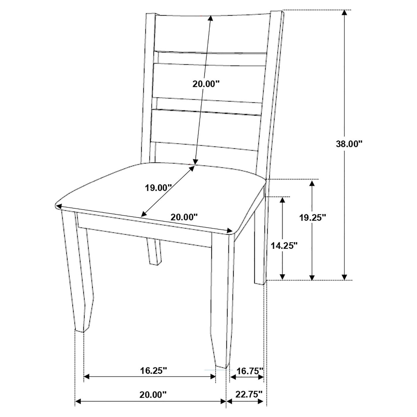 Ladderback Dining Chair (Set of 2) - Brown