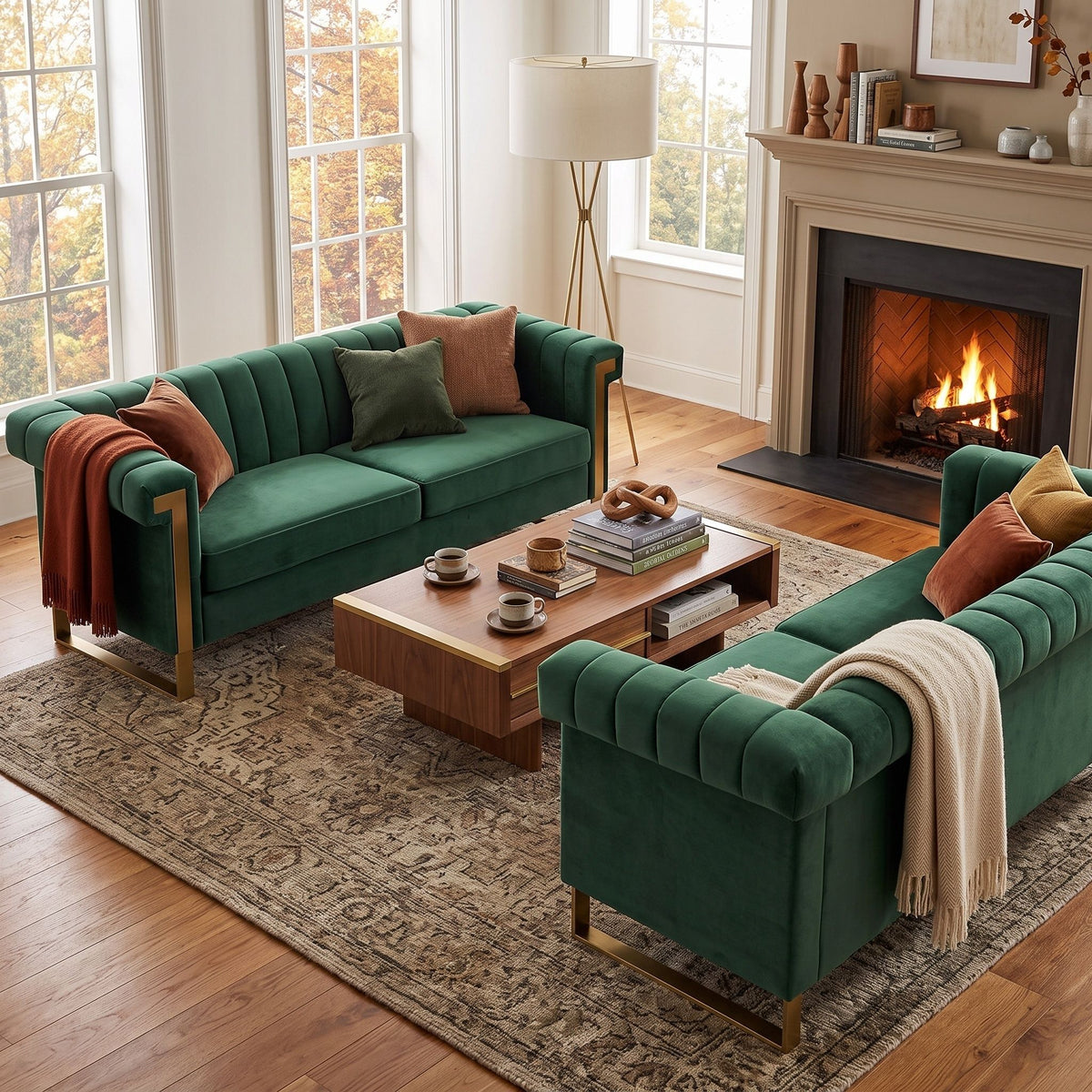 2 Piece Sofa Set With Tufted Back And Deep Seating