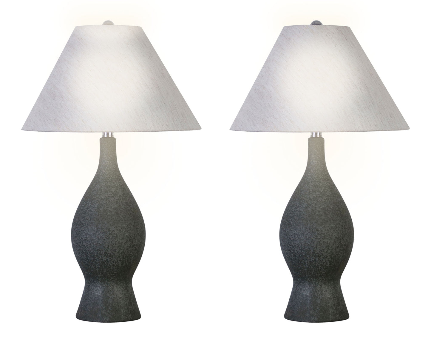 "Cerulean Elegance" Ceramic Table Lamp (Set of 2) - Blue Gray