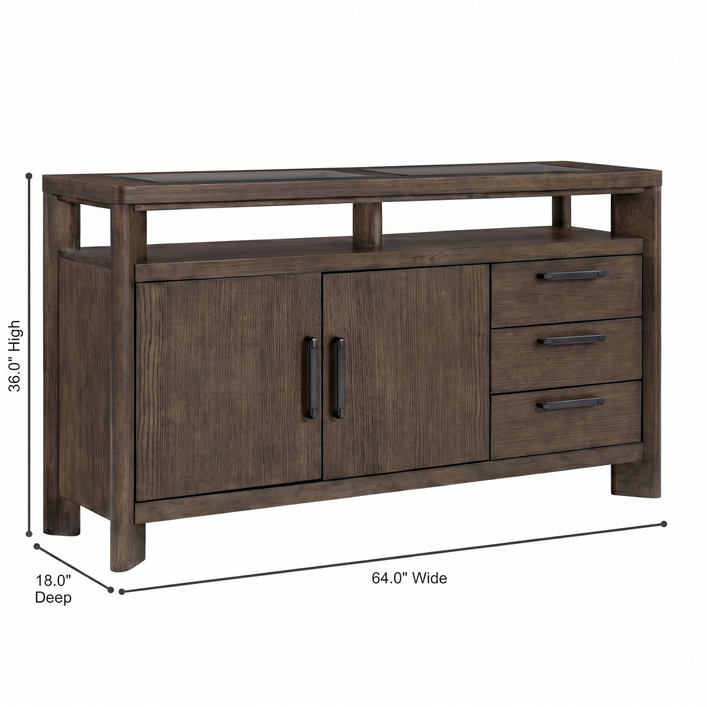 Side Server With Glass Inlay - Dark Oak
