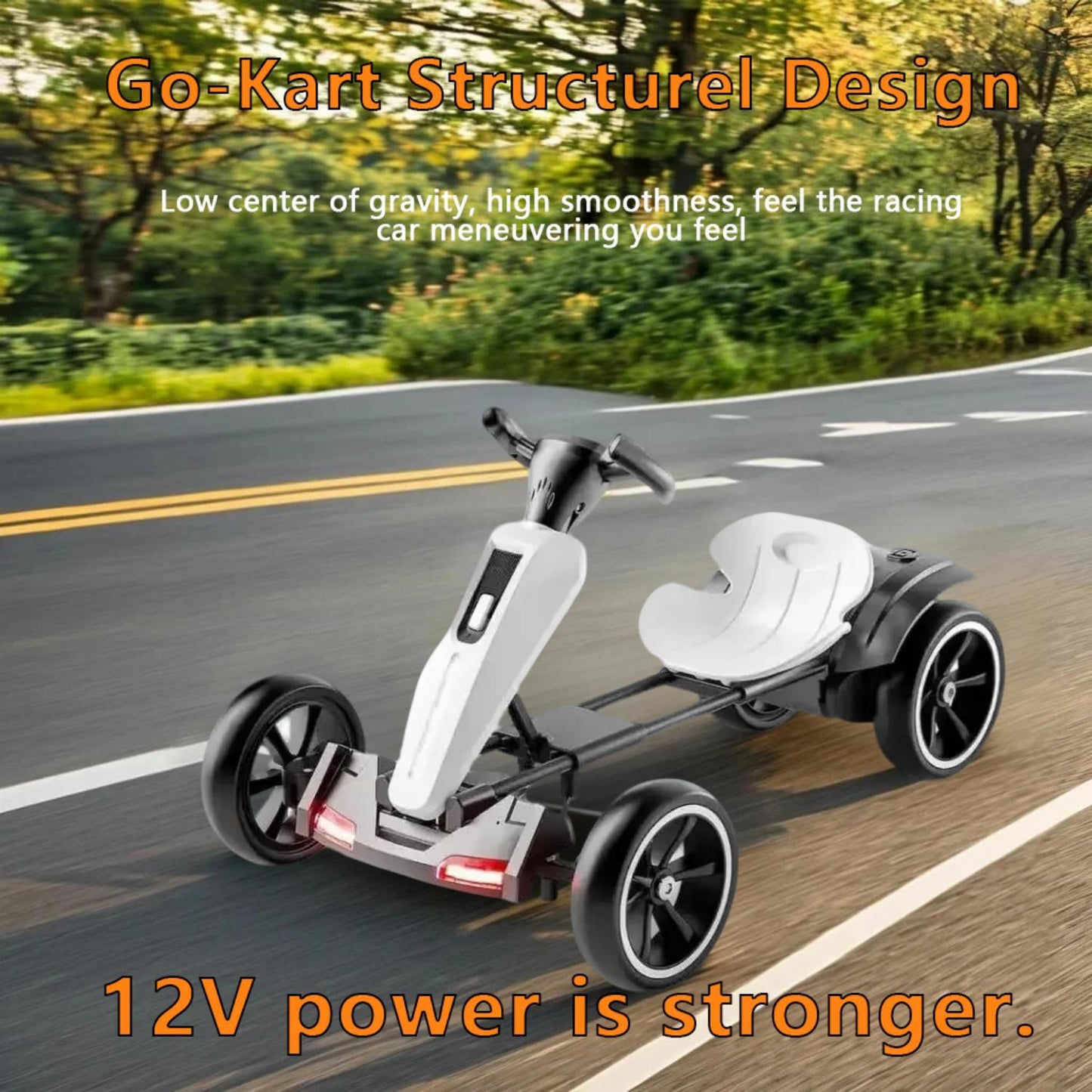Electric Kids Pedal Go Kart With Adjustable Seat, Foldable Design