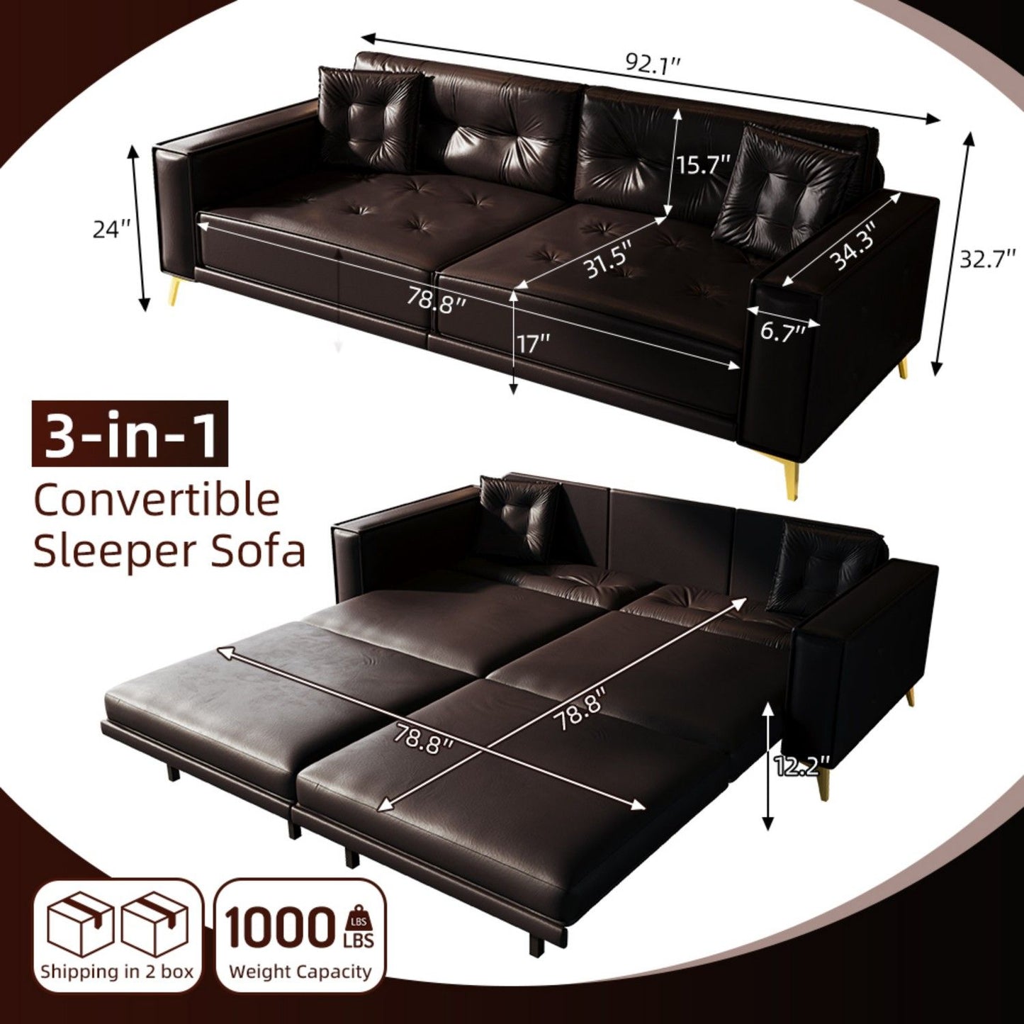 King Size Pull Out Sofa Bed 3 In 1