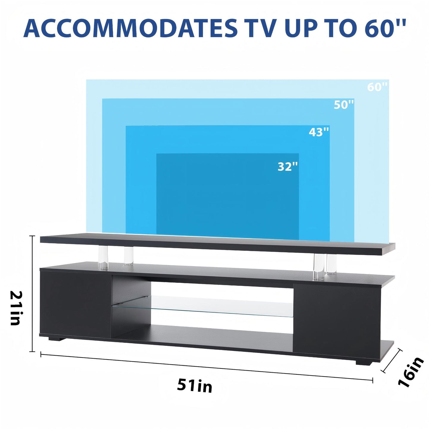 TV Stant With LED And Large Side Cabinet