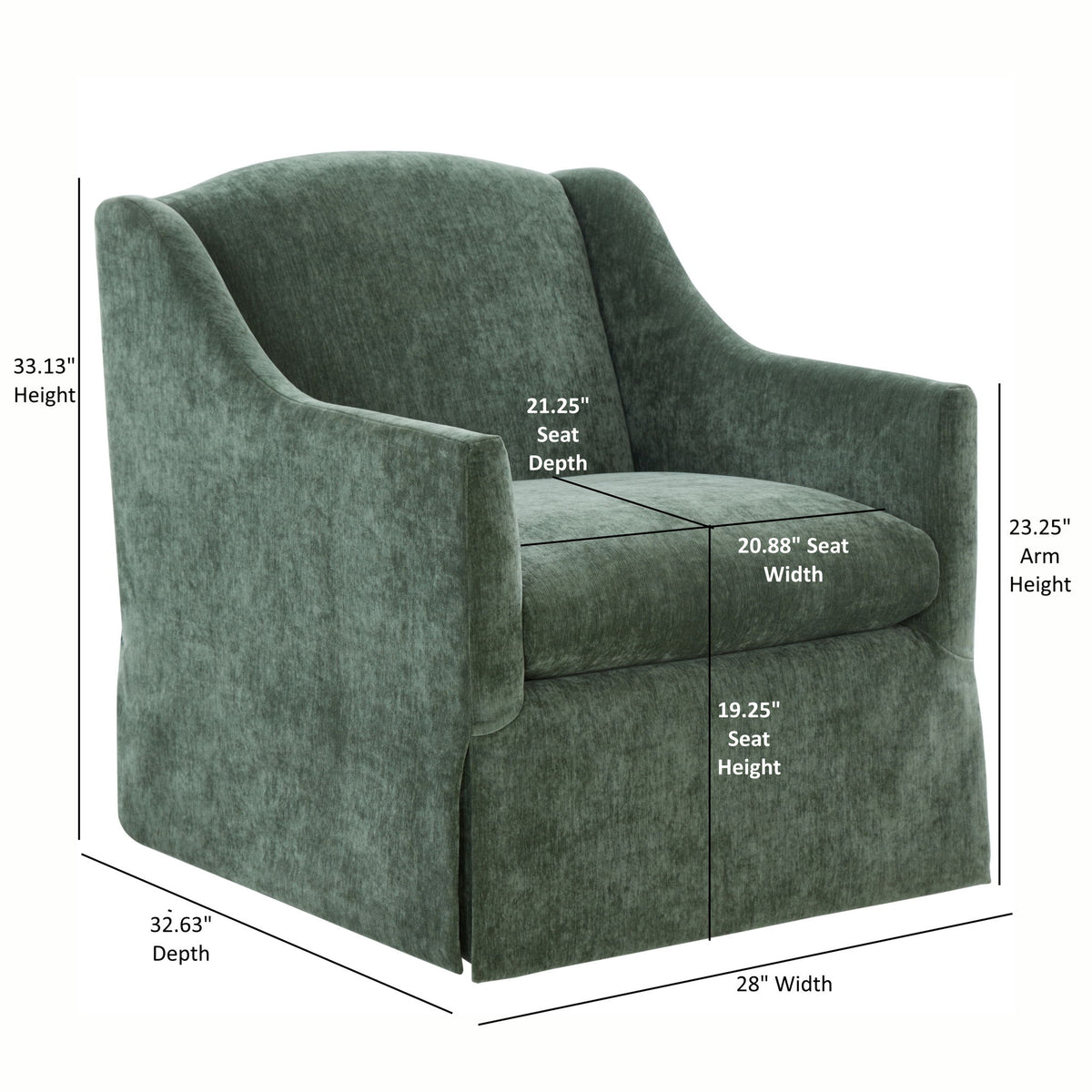 Luisa - Skirted Swivel Accent Chair - Green