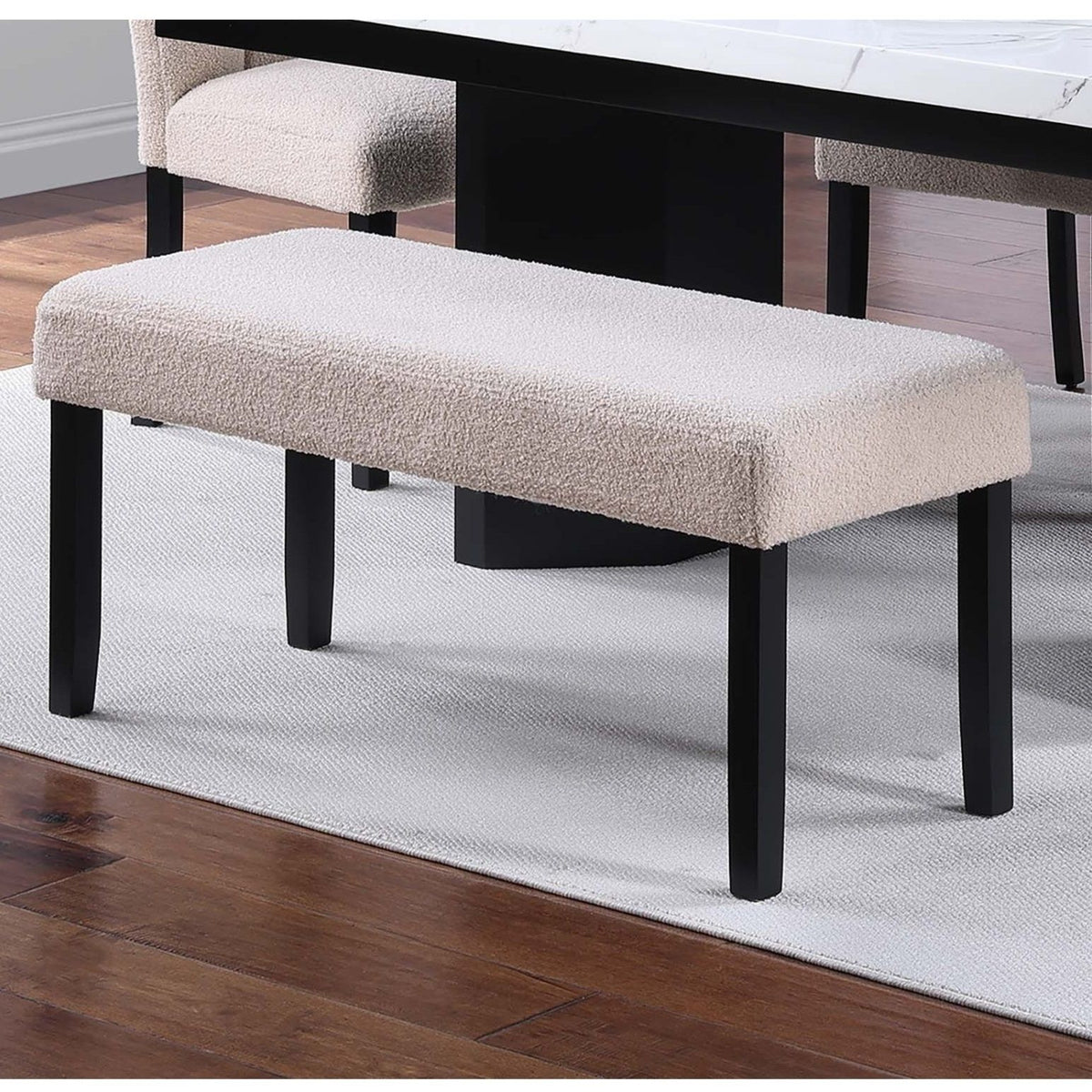 Dining Bench Upholstered - Black / Black / Neutral / Neutral