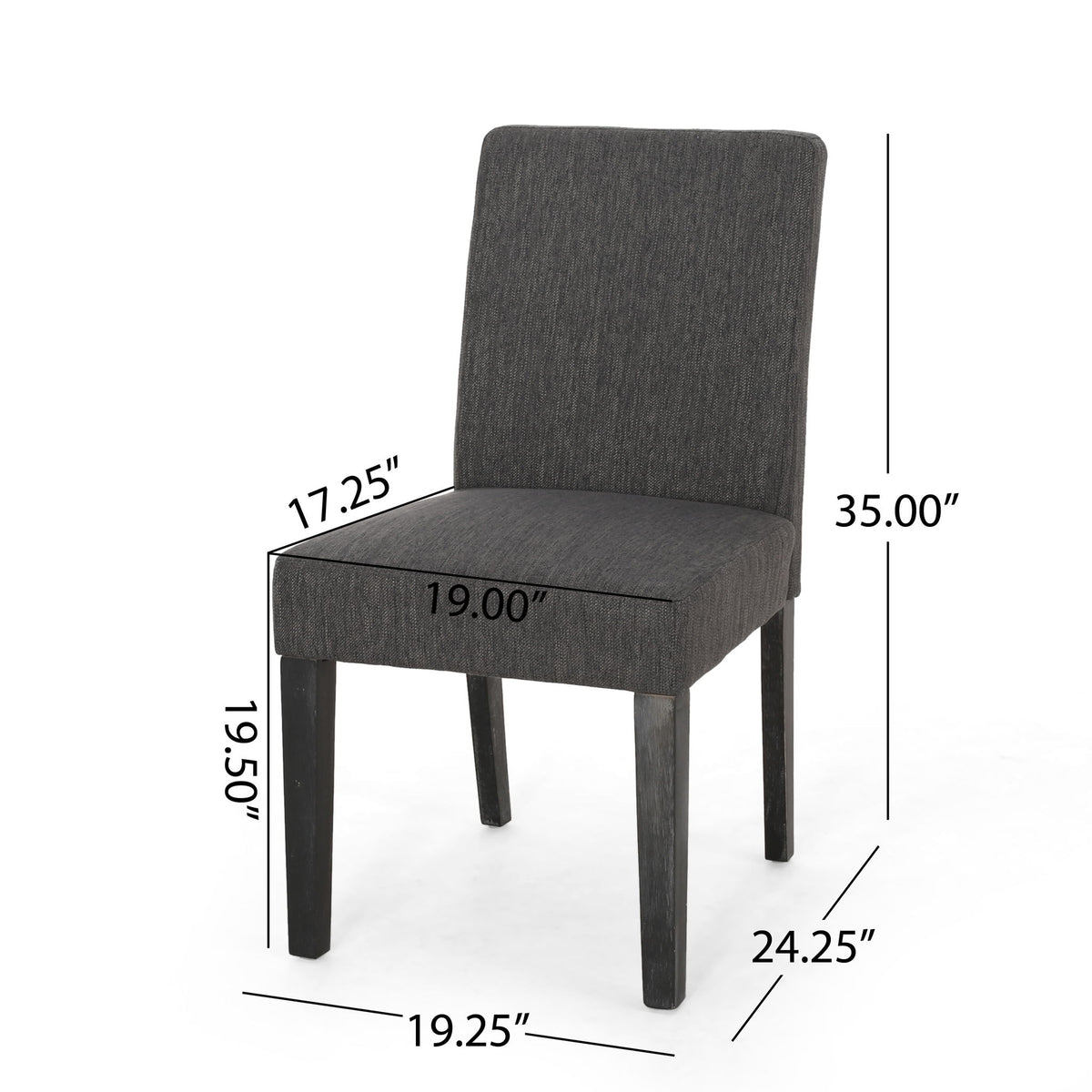 Contemporary Fabric Dining Chair With Upholstered Seating And Tapered Legs - Charcoal