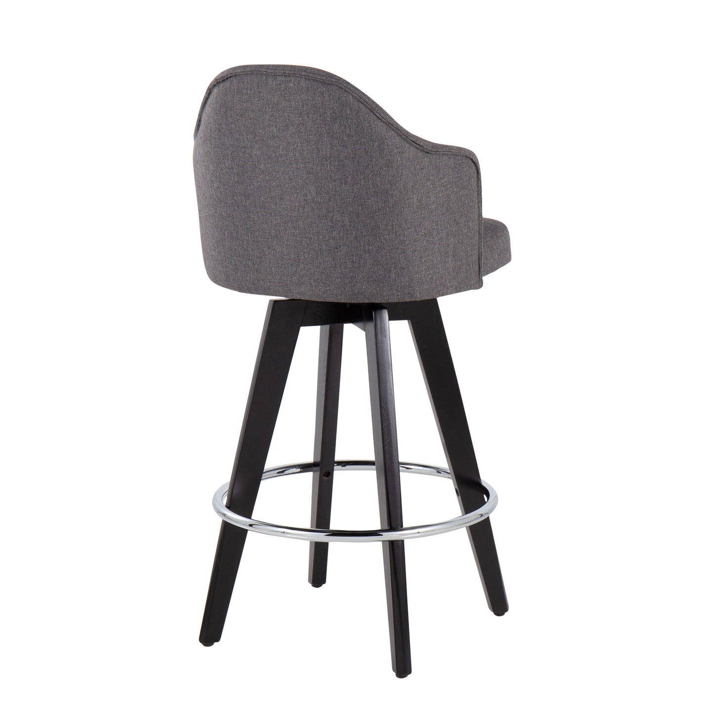 Ahoy - Contemporary Fixed Height Counter Stool Round Chrome Footrest (Set of 2) - Gray - Fabric