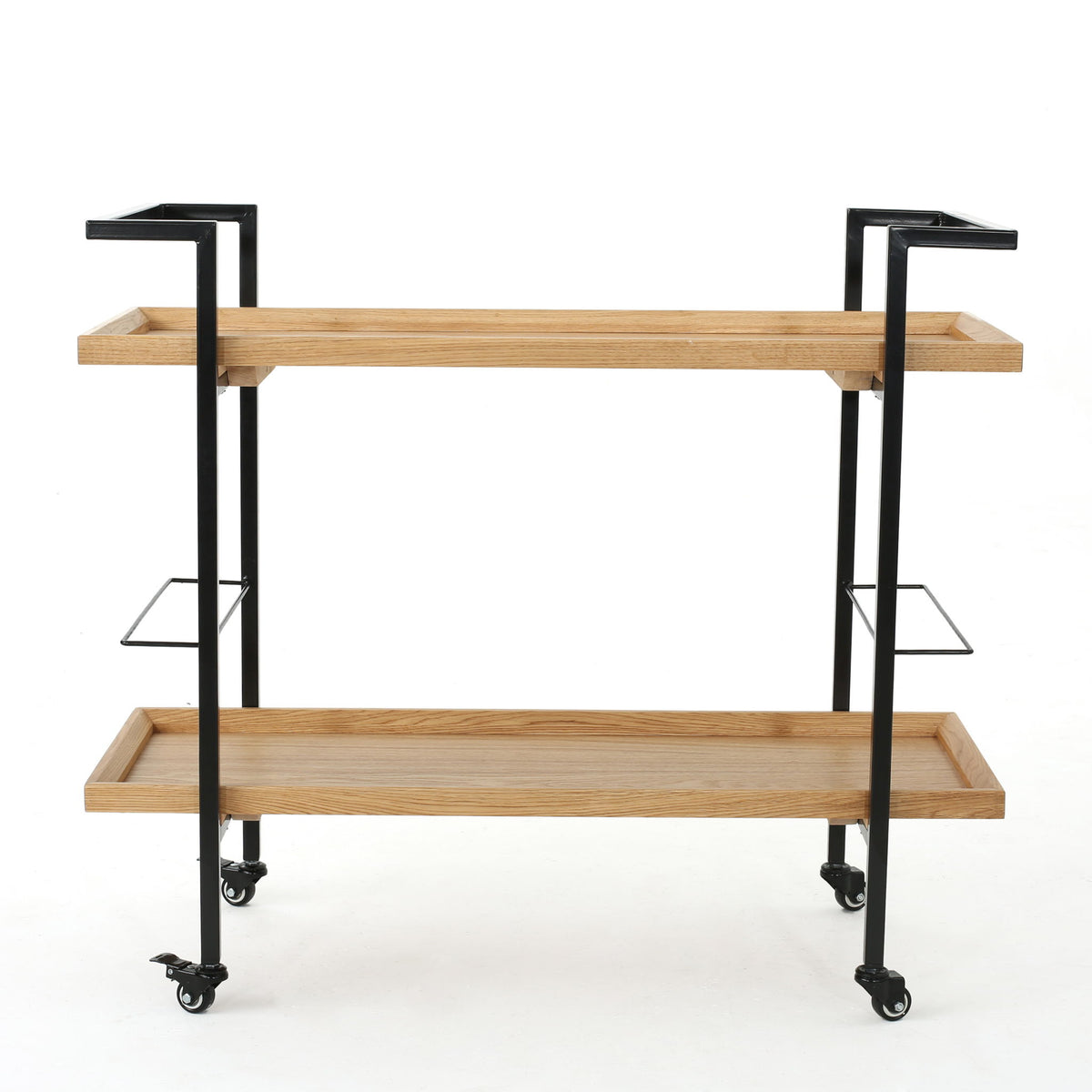 Modern Industrial Bar Cart With Shelving And Casters