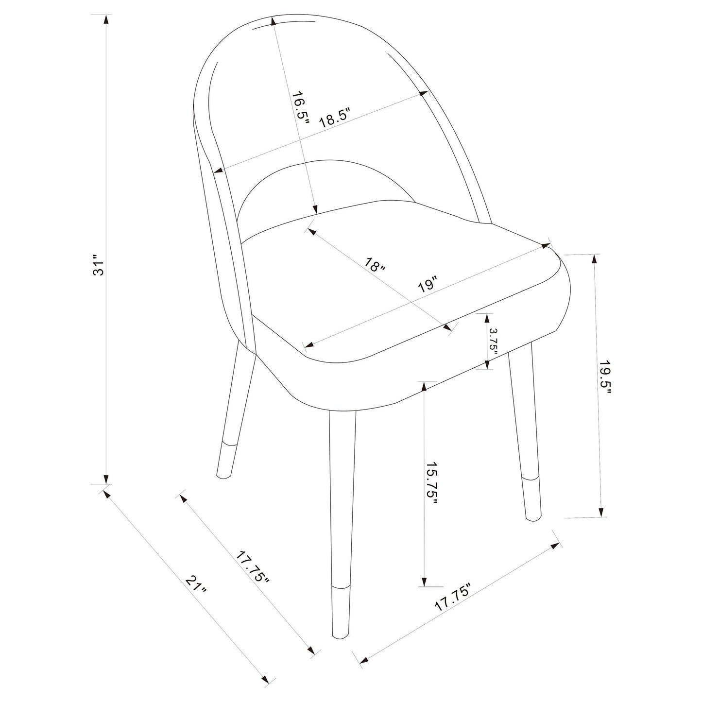 Arched Back Dining Chairs (Set of 2)