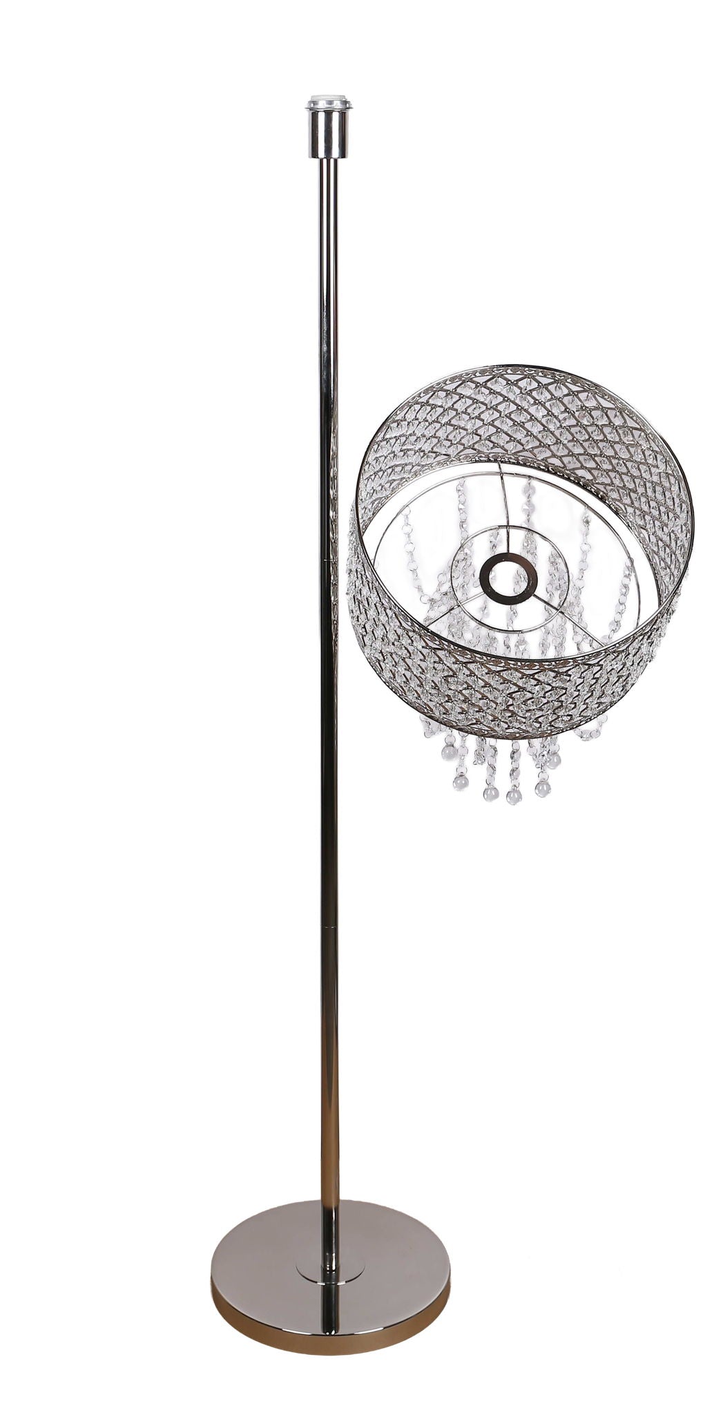 "Crystal Elegance I" Metal Floor Lamp - Polished Nickel / Clear Crystal