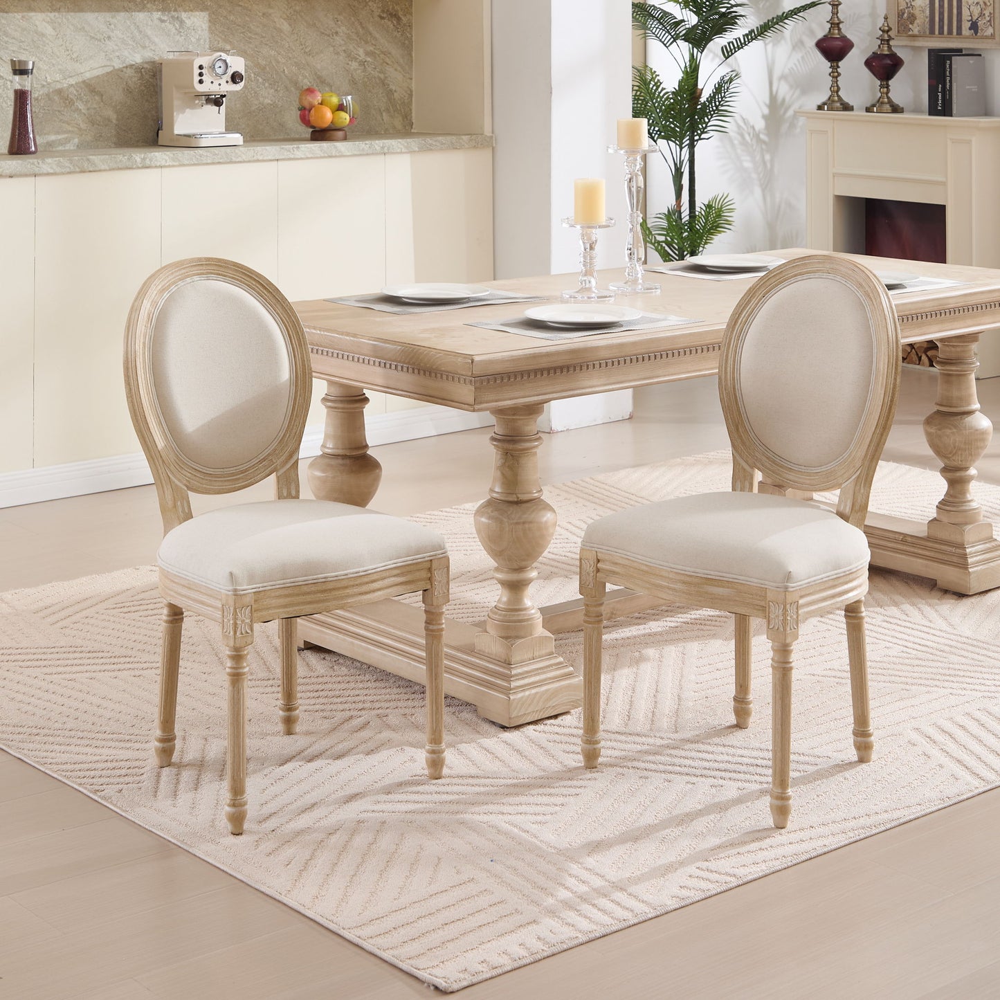 Upholstered With Round Back Dining Chairs (Set of 2)
