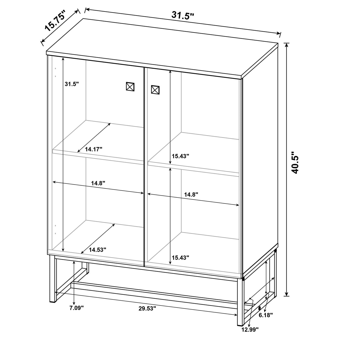 Sager - 4 Shelf Accent Cabinet - Oak