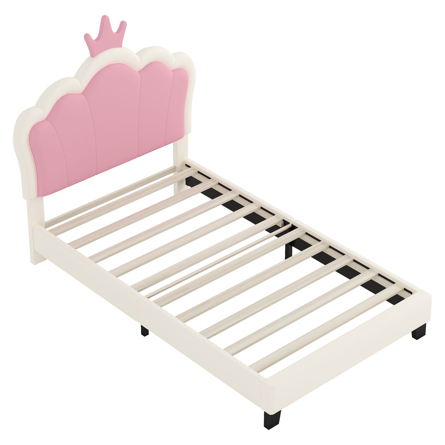 Upholstered Princess Platform Bed With Crown Headboard