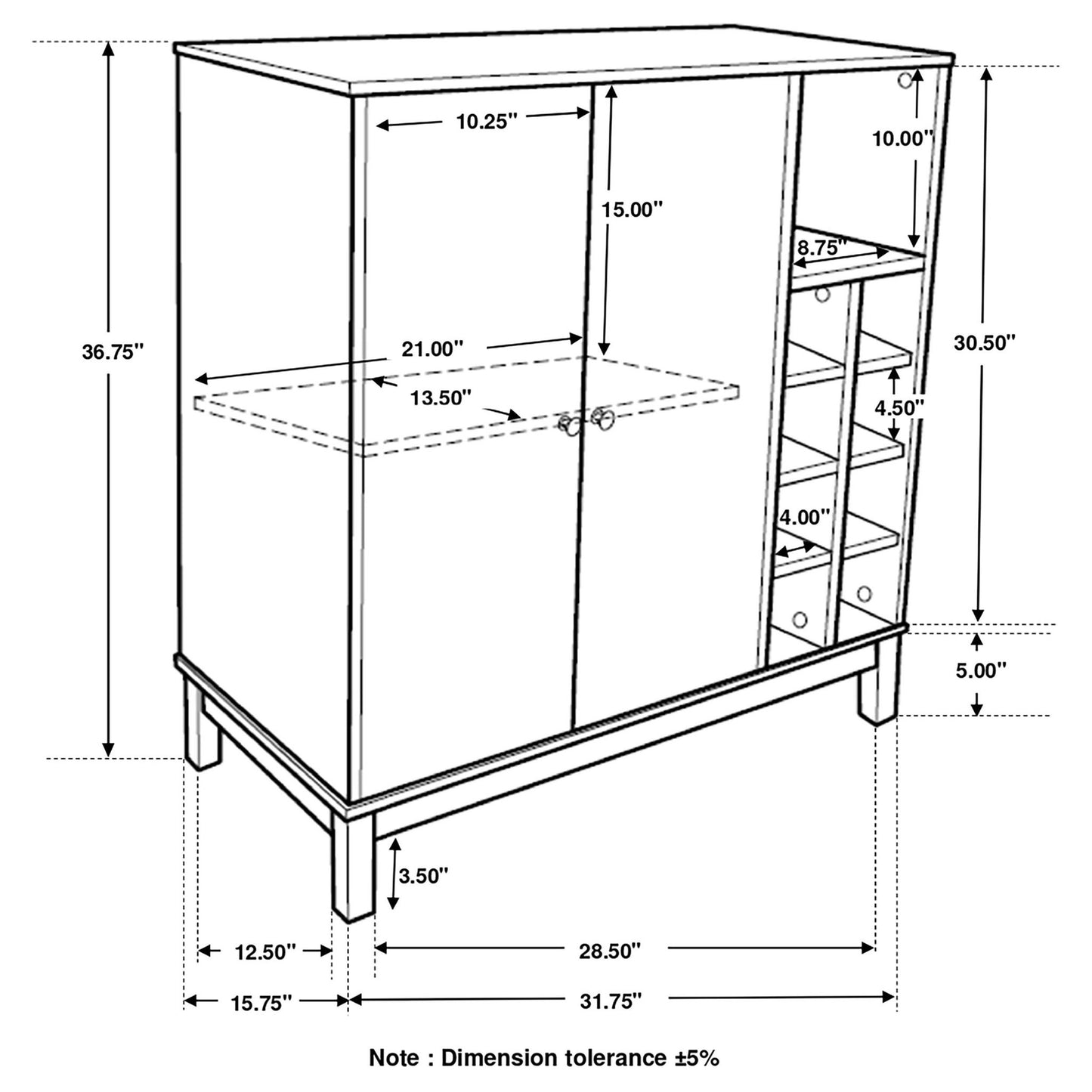 Wine Cabinet With 2 Doors - Gray