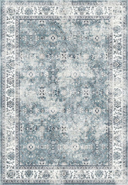 Toucan - 5' X 7' Washable Non - Slip Area Rug, Elegant Design - Silver