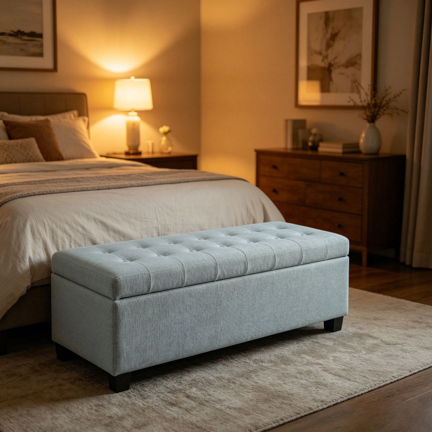 Elegant Tufted Storage Ottoman Bench