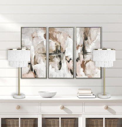 "Tassel Elegance II" Metal Table Lamp (Set of 2) - Soft Gold / White